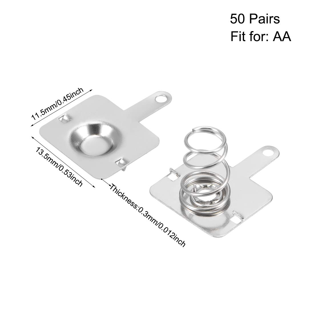 Nickel Plated Battery Contacts 20 Pairs AA Battery Spring Contacts ...