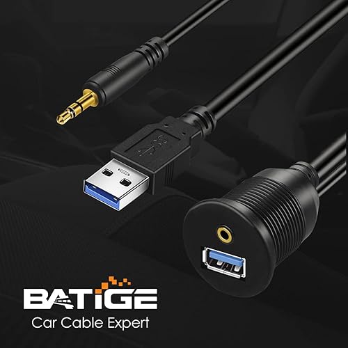 Miniatura 8 de BATIGE Cable USB 3.0 y 0.138 in para montaje en automóvil de 0.138 in + USB 3.0 AUX Panel de tablero de extensión impermeable para automóvil, barco