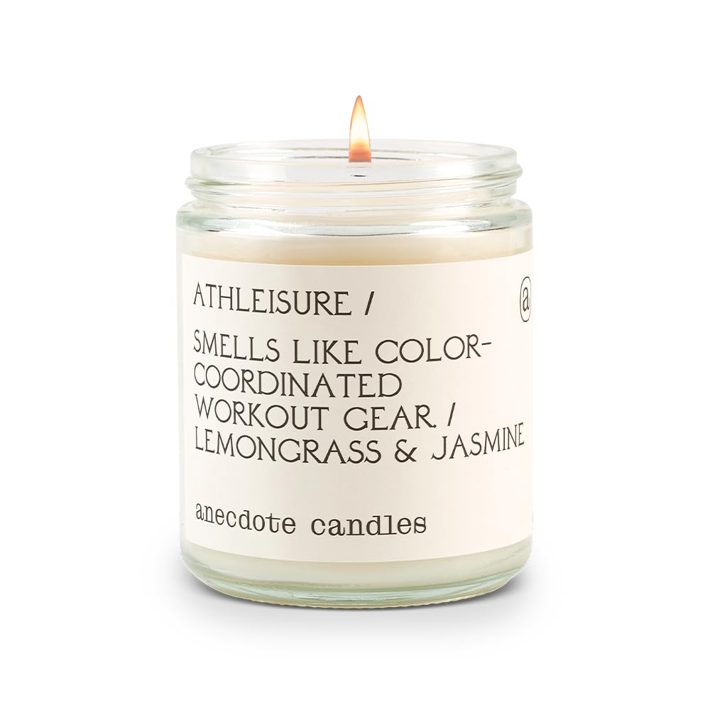 Anecdote 'Athleisure' Coconut Soy Wax Candle Jar | Premium Hand Poured & Long Burning | Lemongrass & Jasmine Scent | Phthalate-Free | for Home, Office, Gift - 7.8 Oz