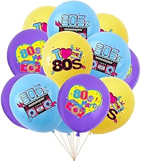 24pcs I Love 80s Latex Balloons Set for 1980s Retro Party Decor, Back to the 80s Balloons for Birthday Neon Party Favor Supplies, 80s Retro Balloon for 1980s Throwback Rock and Roll Theme Party