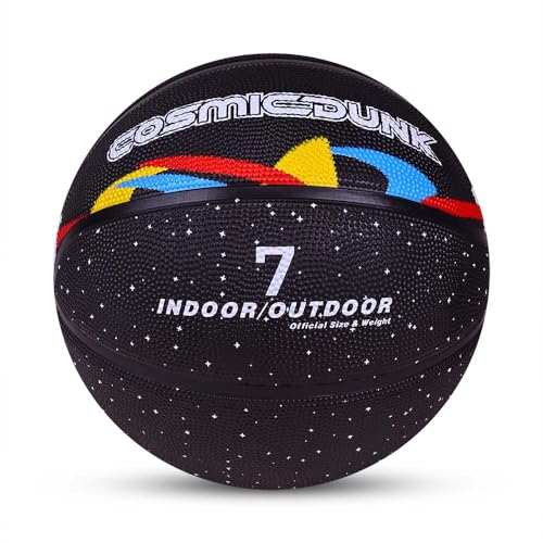 Image of Nivia Cosmic Dunk Basketball, for Men & Women, Durable Molded Rubber Ball with Pebbled Grip, Butyl Bladder, and Nylon Winding for Indoor & Outdoor Play (Size 7, Multicolor)