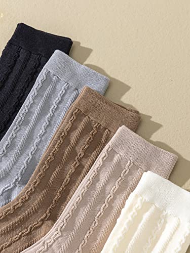 Milumia Women's 5 Pairs Cable Knit Crew Socks Casual Comfy Winter Socks3