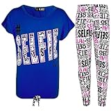 Kids Girls #Selfie T Shirt Top & Fashion Selfie Graffiti Legging Set 7-13 Years