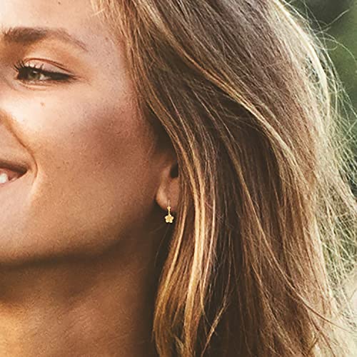 10K Yellow Gold 1 Long Carved Rose Flower Blossom Dangle Style Lever back Earrings2