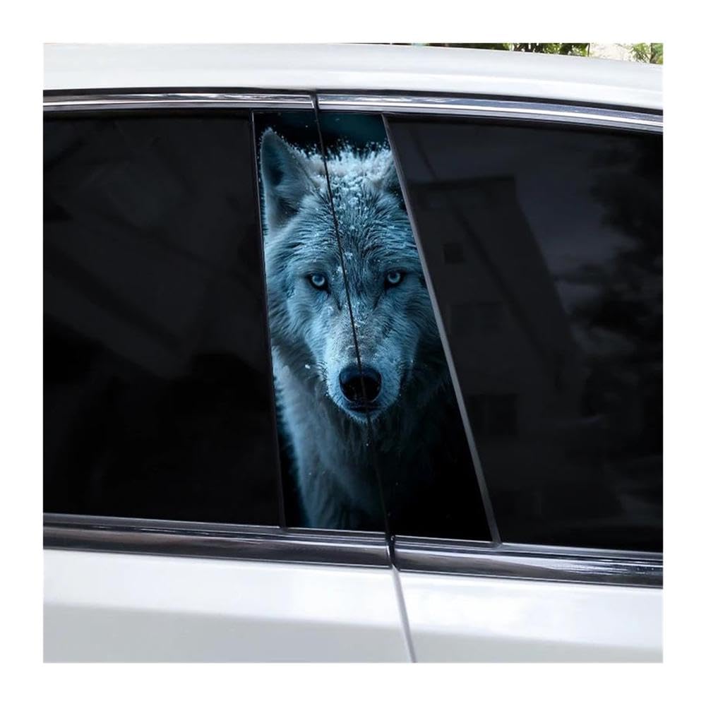 Decorative Items 2pcs Car B Pillar Waterproof Decal Vinyl DIY Ferocious Animal(K)