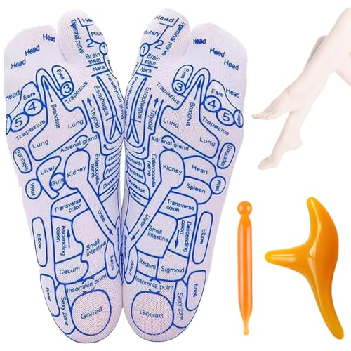 KUMSODE Calcetines de Reflexología con Herramienta de Masaje, Calcetines de Masaje Calcetines de Acupuntura, Calcetines de Punto de Presión, Reflexology Socks Fußreflexzonen Socken (35-39)