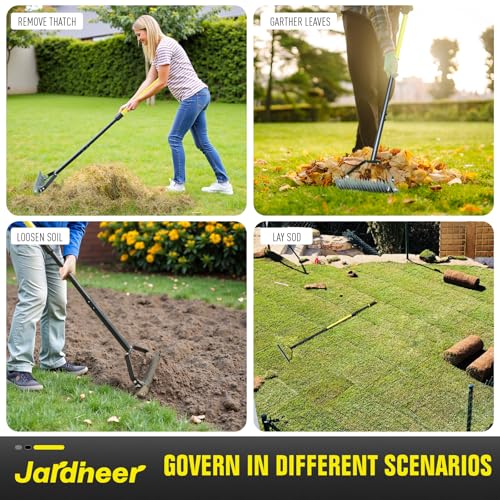 JARDINEER Thatch rake & Manual Dethatcher Tool- Heavy Duty Dethatching Rake for Lawn Care with 21 Stainless Steel Tines-15-Inch Wide Thatching Rake for Efficient Grass De-thatching 6 JARDINEER Thatch rake & Manual Dethatcher Tool- Heavy Duty Dethatching Rake for Lawn Care with 21 Stainless Steel Tines-15-Inch Wide Thatching Rake for Efficient Grass De-thatching - Image 6