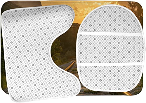 Badteppich-Set, 3-teilig, Geländer, Eisenbahnen, Förster, waschbare Badteppiche, rutschfest, mit Rückenpolster, Konturteppich und Toilettendeckelbezug – Bild 6