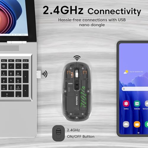 Image of Sounce AeroClick Wireless Mouse with 1600 DPI Sensor, Silent Click Buttons, Smooth Scroll Wheel, Ergoomic Grip, Stable 2.4GHz Connectivity and 500mAh Rechargeable Battery for Daily Office Use (Black)