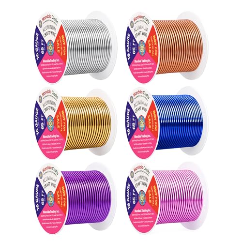 Image of Mandala Crafts 16 GA Gold Blue Purple Assorted Anodized Aluminum Craft Wire | 390 FT, Colored, Flexible, Bendable for Bonsai Armature Sculpting Wire Wrapping Jewelry Making, Weather & Tarnish Resistant