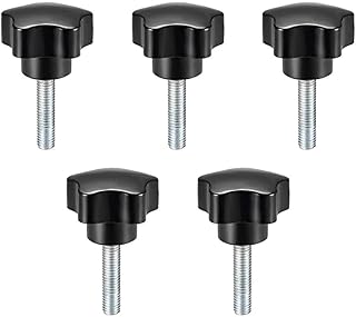 Tool parts 5 Pcs Star Knobs Grips M8 x 25mm Male Thread Steel Zinc Stud Black PP