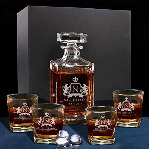 The Wedding Party Store, Custom Engraved Groomsmen - Whiskey Decanter Set and 4 Glasses Set - Personalized and Monogrammed with WPS Styles - Image 5