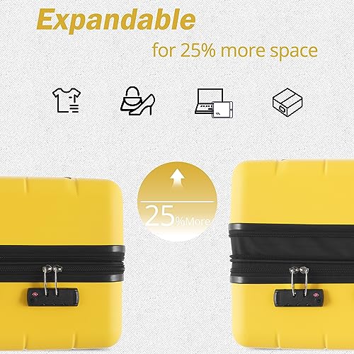 FridayParts 3 Piece Suitcase Set, Yellow and Black3