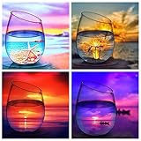 ONEST 4 Pack 5D DIY Diamond Painting Set Full Drill Paint Crystal Rhinestone Pictures for for Adults Kids Set Cup for Home Wall Decor (30X30CM/12X12inch)