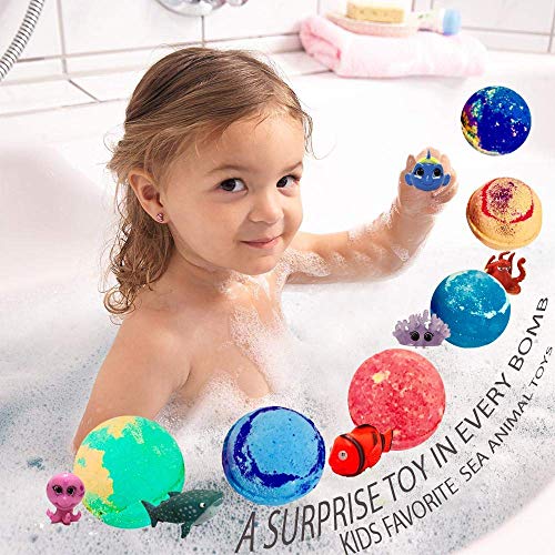 Kids Bath Bombs With Toys Inside - Gentle And Kid Safe, Gender Neutral, Bubble Bath Fizzies With Surprise Inside. Spa Bath Fizz Balls Kit. Easter Basket For Kids, Boys, Girls Ages 5. 6. 7. 8. 9. 10 #TOP3