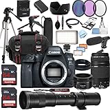 Canon EOS 6D Mark II DSLR Camera w/EF 50mm STM + 75-300mm + 420-800mm Super Telephoto Lens + LED...