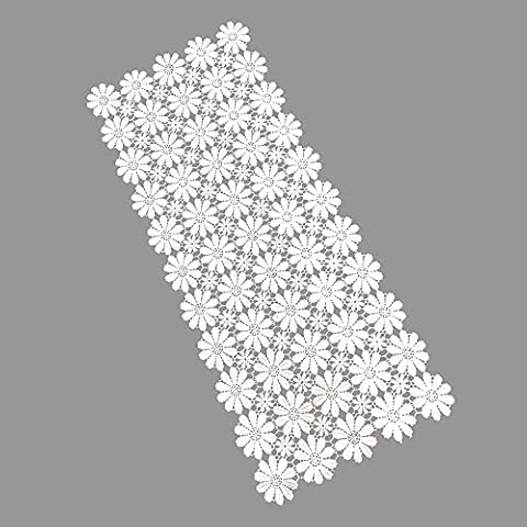 White Flower Runners Lace Table Cloth Shower Dresser Scarf for Home Kitchen Wedding Banquet Tea Table TV Cabinet Dining Table Heat Insulation Table Runner Cover