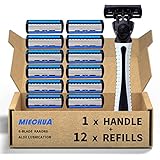 miechua- Maquinilla de afeitar de 6 hojas, cartuchos de recarga manuales de plástico antideslizantes para hombres, cuidado...