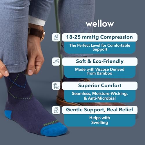 Image of Wellow Knee High Compression Socks for Men & Women - Made with Viscose from Bamboo, Swelling & Pregnancy Support