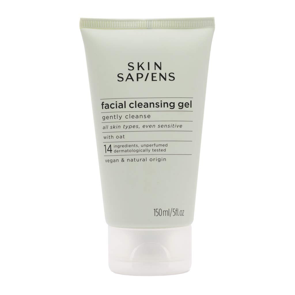 Skin SapiensGentle Facial Cleansing Gel with Oat Oil, Certified Natural, Vegand and Cruelty-Free. Foaming Cleanser. Fragrance-Free Face Wash for Men and Women. Ideal for Sensitive Skin, 150 ml.