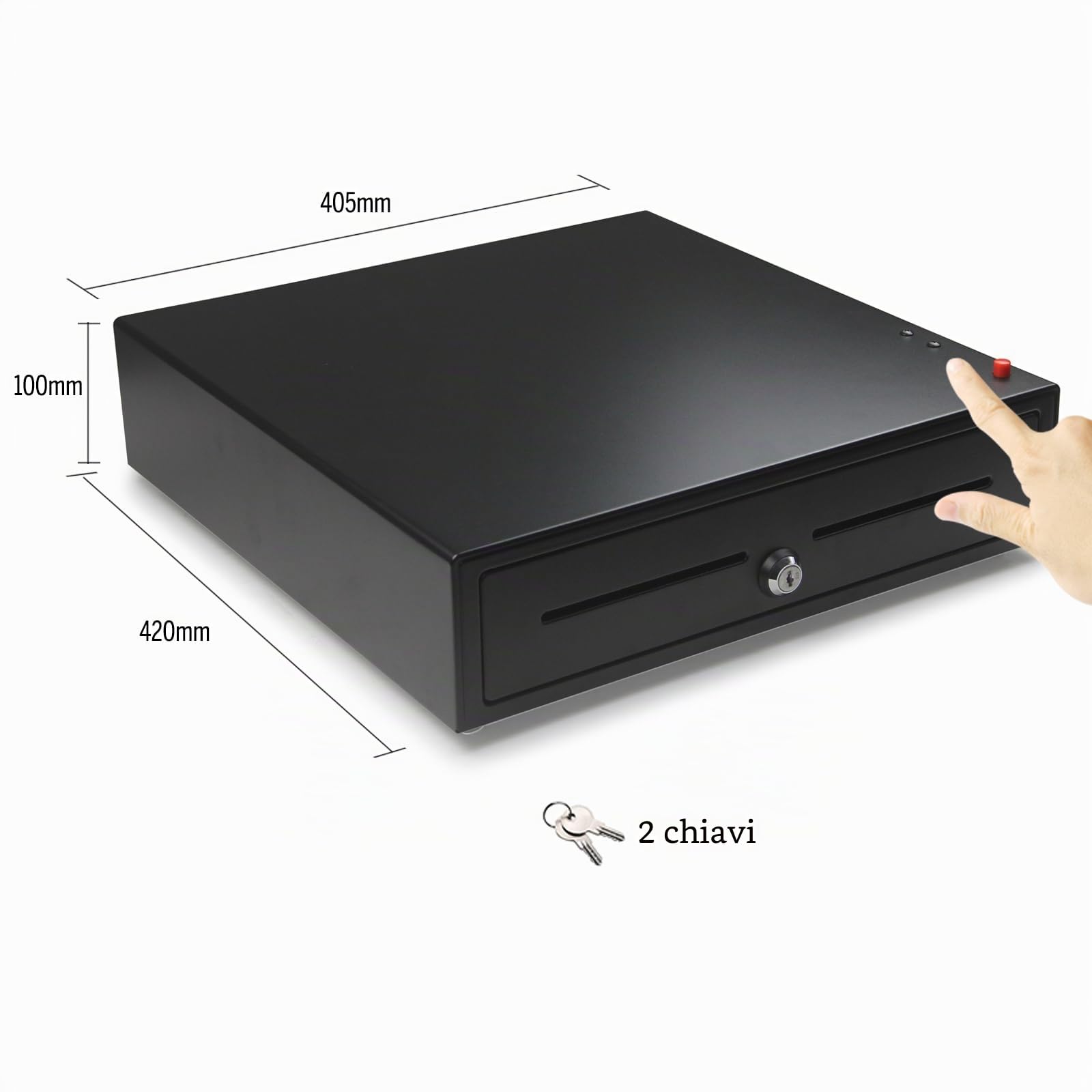 HONEY BEAR 16 Inch Manual Chiave & Premi il bottone Cassetto per contanti aperto, resistente, con 4 banconote e 8 vassoi per monete