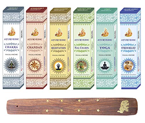 90 varillas de incienso variadas Ayurvedic + porta incienso Nag Champa, Meditation, Chakra, Yoga, Streess, Relief, Chandan Cover