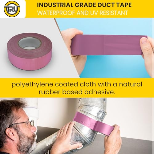 Image of T.R.U. Set of 2 Pink Durable Duct Tape Rolls, 11 Mil Thickness, 2 Inches by 30 Yards, High Strength, Flexible, No Residue, Water-Resistant and Tearable by Hand, Versatile for Indoor and Outdoor Use