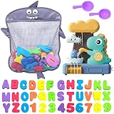 Comfylife Baby Bath Toy Organizer - Shark Bath Toy Storage + Dinosaur Water Toy - Shower or Bathtub