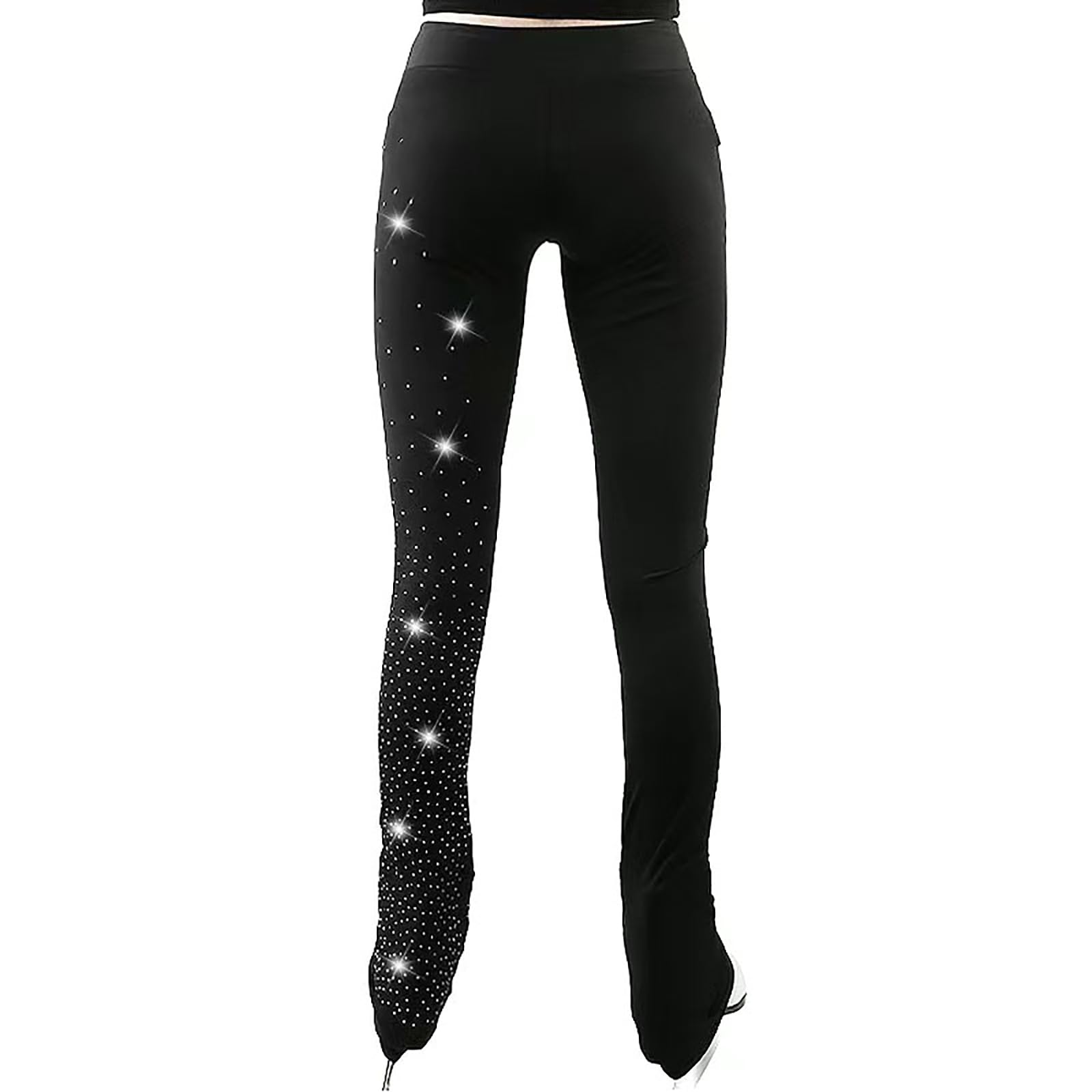 Pantalon de Patinage Artistique pour Filles et Femmes Doublé Polaire Chaud Pantalon Patin À Glace Leggings(Size:L,Color:Noir)