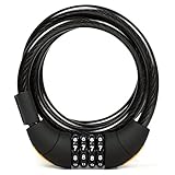 Resettable Combination Bike Cable Lock, Free Charge Easy-fix Bracket,Black