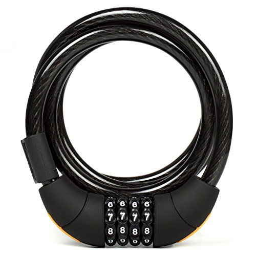 MEETLOCKS Bike Lock with Mounting Bracket,5 Feet Long Coiled Security,Four Digit Combination Lock for Bicycles, Motorcycles, Electric Motorcycles, Mountain Bikes