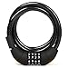 Resettable Combination Bike Cable Lock, Free Charge Easy-fix Bracket,Black