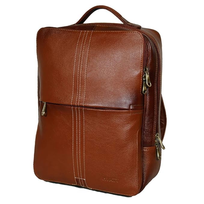 100% Full-Grain Natural Genuine Premium Pure Orginal Casual Leather Laptop Backpack Bags for Mens Man and Women College Office Daypack Travel Use 16 Inch, Size: H-16 X L- 12 X W- 5 In-image-20