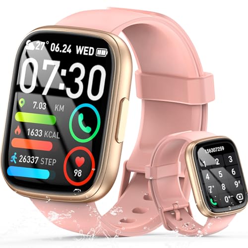 Smart Watch for Men Women, 1.95 Fitness Watch with Answer/Make Calls, Smartwatch with Heart Rate/Sleep/Music Control, 110+ Sports Step Counter, IP68 Waterproof Activity Tracker for Android iOS, Pink