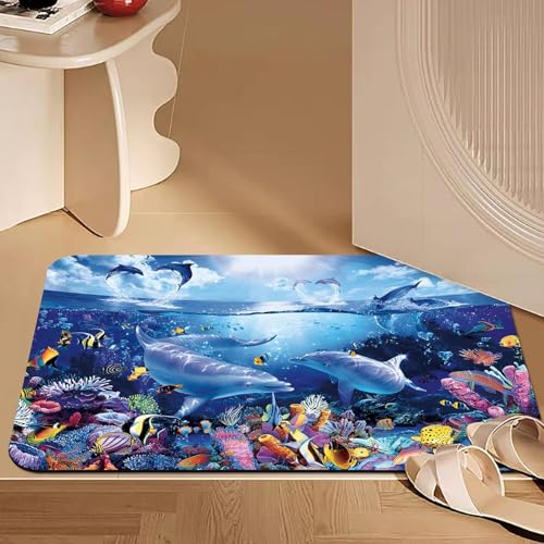 Image of Wazdorf 3D Bathroom Mat - Non Slip Water Absorbent Bathroom Mat Bathroom Easy Care Shower Rugs, Perfect for Home Office & Kitchen, Bathroom