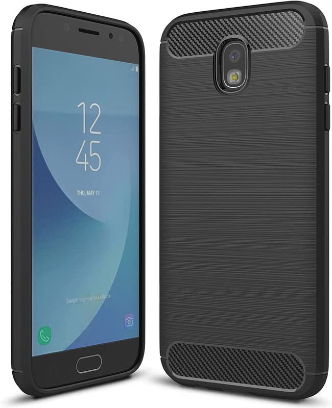 MoreFit Carbon Fiber Case Shockproof Hybrid Soft TPU Carbon Fiber Texture Back Cover for Samsung Galaxy J3 (2017) 5.0" - Black