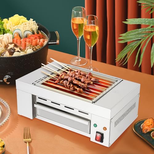 Electric Smokeless Indoor Grill, 1500W Stainless Steel Korean BBQ Grill w/Removable Nonstick Grate & Tray| for Barbecue, Grilled Cheese, Fish, Hot Dog