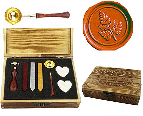 Kit tampon de cire vintage avec cuillère bougie et coffret bois pour invitation