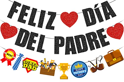 La Mejor Recopilación de recuerdos dia del padre los preferidos por los clientes. 28 Letrero de Feliz Día del Padre, con diamantina negra, para el Día del Padre mexicano, fiesta de cumpleaños para el mejor papá del mundo, decoraciones, suministros de fiesta