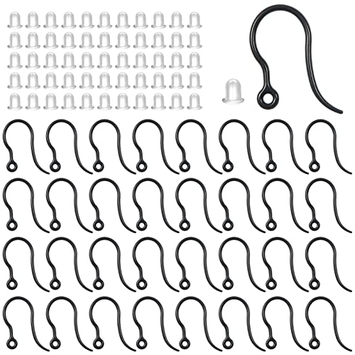 TOAOB Lot de 100 crochets de boucles d'oreilles en résine noire 14,5 x 17 mm anallergiques Monachelle et 4 mm Fermetures boucles d'oreilles pour création bijoux DIY