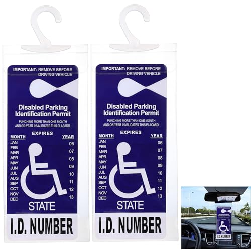 CXWUZH Handicap Placard Holder for Auto 11.8\" x 5\" Ultra Transparent Handicapped Placard Holder Disabled Parking Permit Holders for Car with Plastic Large Hanger 2 Pack