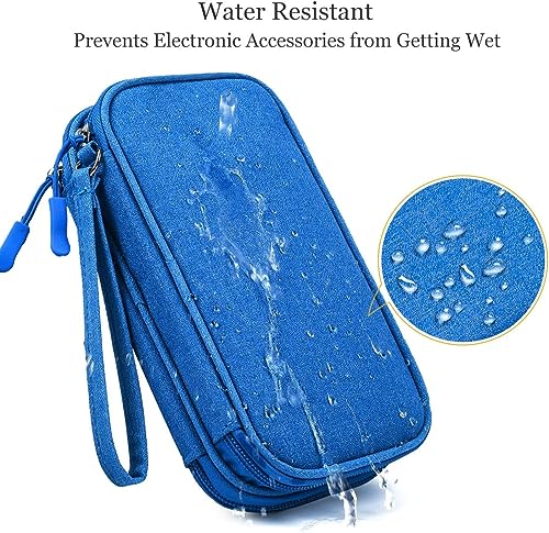 Image of CAOODKDK Electronics Accessories Organizer Pouch, Electronic Organizer Travel Case Cable Organizer for Cable, Charger, SD Card, Business Travel Gadget Bag (Blue)