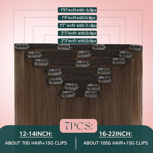 Image of Easyouth Clip in Hair Extensions Ombre Human Hair Clip in Extensions Light Brown to Ash Blonde Mix Platinum Blonde Lightweight Clips in Extension Real Human Hair 16 Inch 7Pcs 120G
