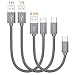 Short USB C Cable,3-Pack(2x1ft + 0.5ft) USB Type C Charger Nylon Braided Fast Charging Cord Compatible Samsung Galaxy S10+ S9 S8 Plus,Note 9 8,LG G5 G6 G7 V35,Google Pixel,Moto Z2 Z3,Power Bank(Grey)