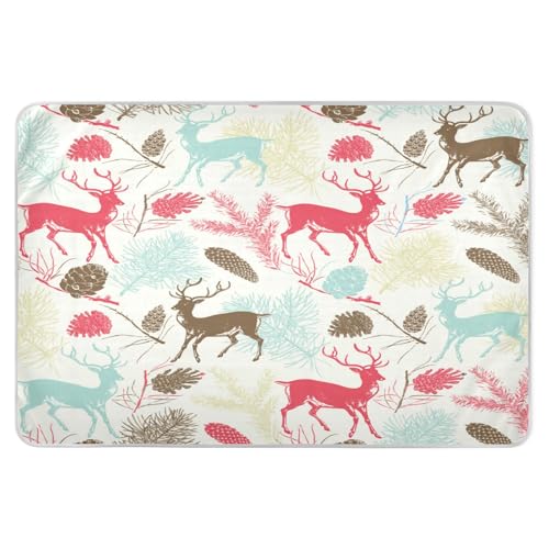 susiyo Cute Colorful Deers Bed Pads for Incontinence Mattress Protector Anti-Slip Waterproof Pads (56