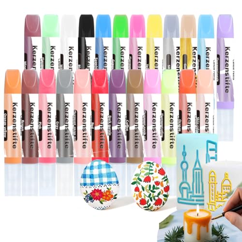 Wachsstifte für Kerzen 24 Stück Kerzen Bemalen Set Leuchtende...