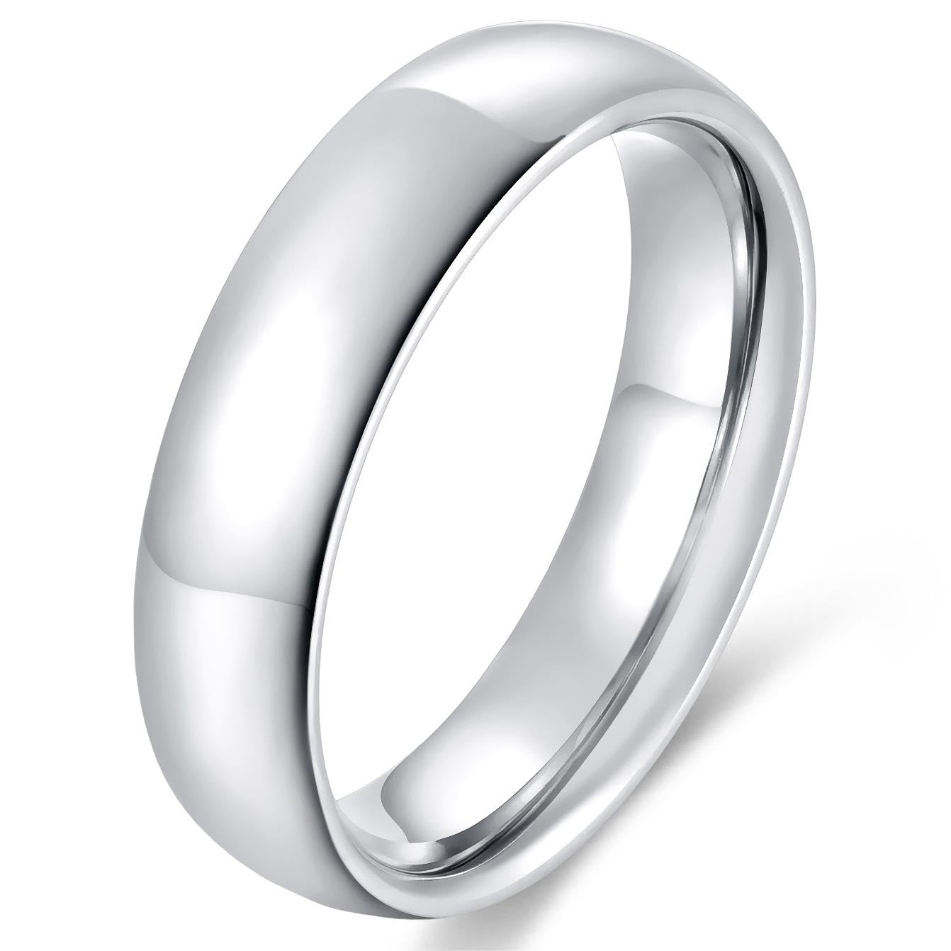 Dmond wind 4mm 6mm Stainless Steel Ring Plain Dome High Polished Wedding Band Comfort Fit Size 4-12