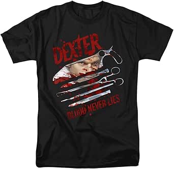 Maglietta Unisex Dexter 'Blood Never Lies' – Colore Nero, Taglia L, Cotone Ringspun, Licenza Ufficiale