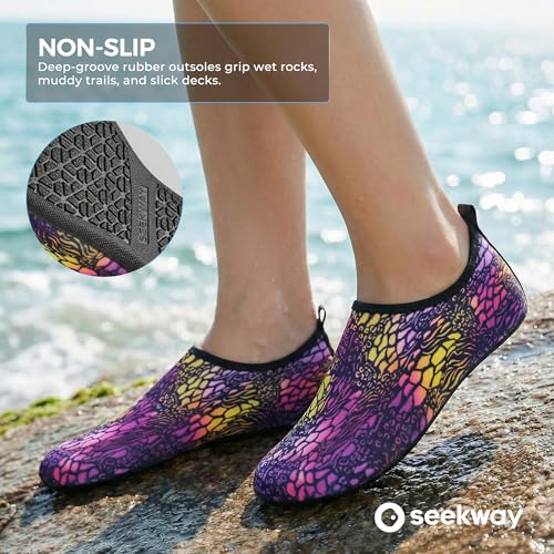 Image of SEEKWAY Water Shoes Women Men Adult Quick-Dry Aqua Socks Barefoot Non Slip for Beach Swim River Pool Lake surf Black SK002(U)
