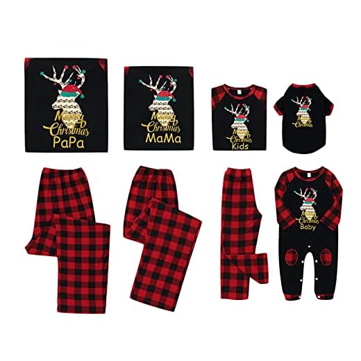 Pijamas Familiares de Navidad a Juego Ropa de Dormir de Navidad Ropa de Dormir Ropa de Casa Pantalones de Manga Larga Conjuntos de Ropa de Estar para Mamá Papá Niño Mascota